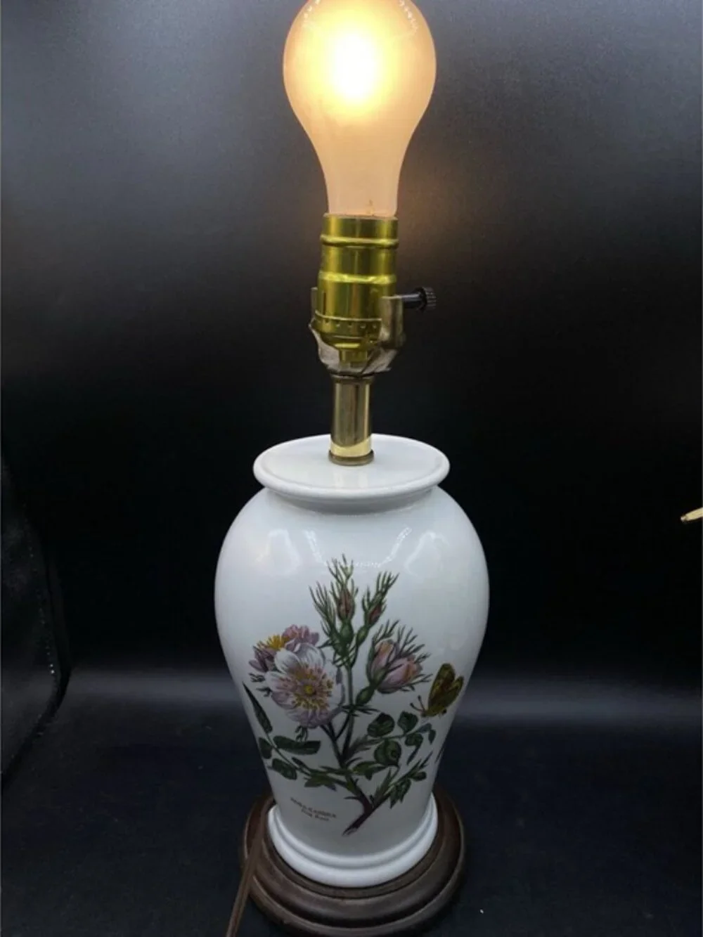 Portmeirion Botanic Garden Lamp Base Cage Rosa Canina Dog Rose Butterfly Flowers